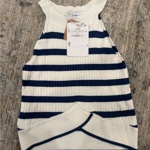 Mayoral Girls NWT Navy and White Striped Knit Tank Size 8